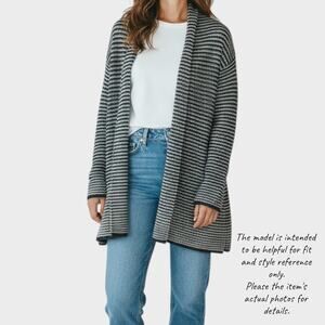 Old Navy Medium Black White Open Front Long Cardigan Sweater Cotton Acrylic